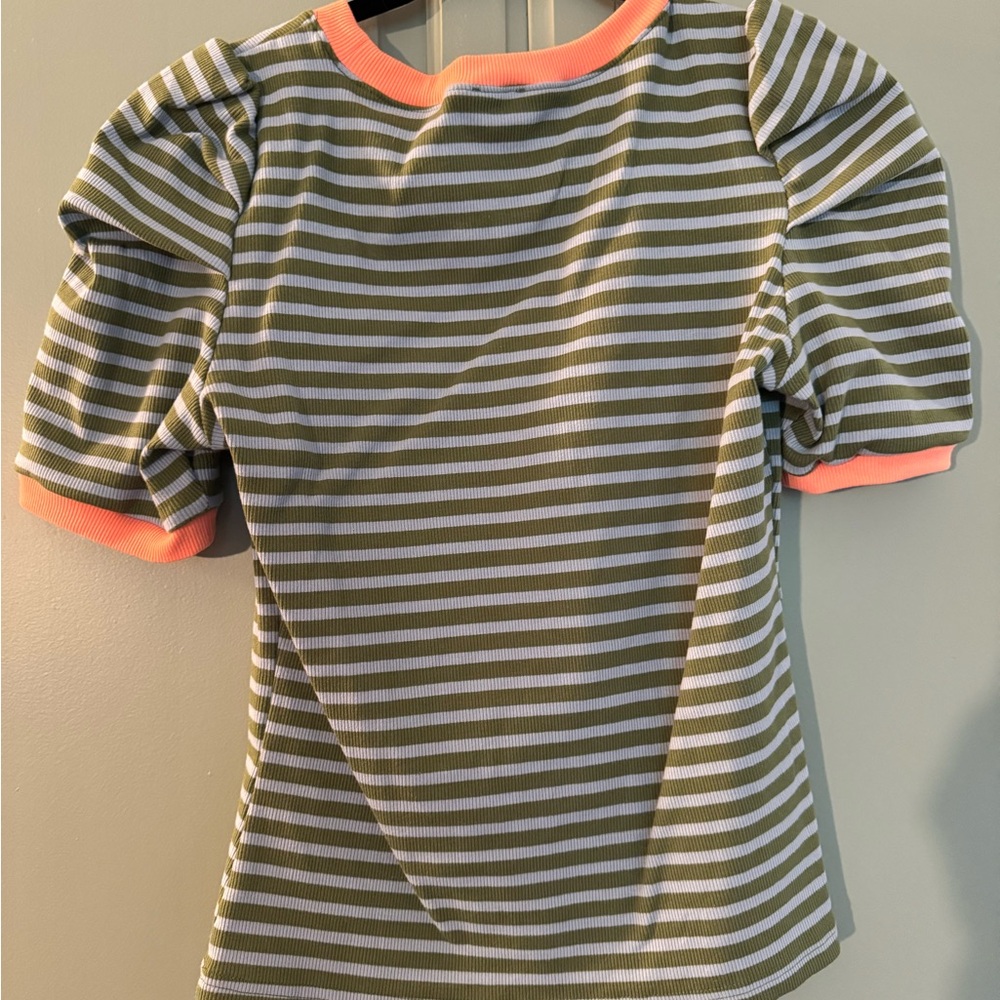 Anthropologie Striped Puff Sleeve Striped Tee - Picture 4 of 5